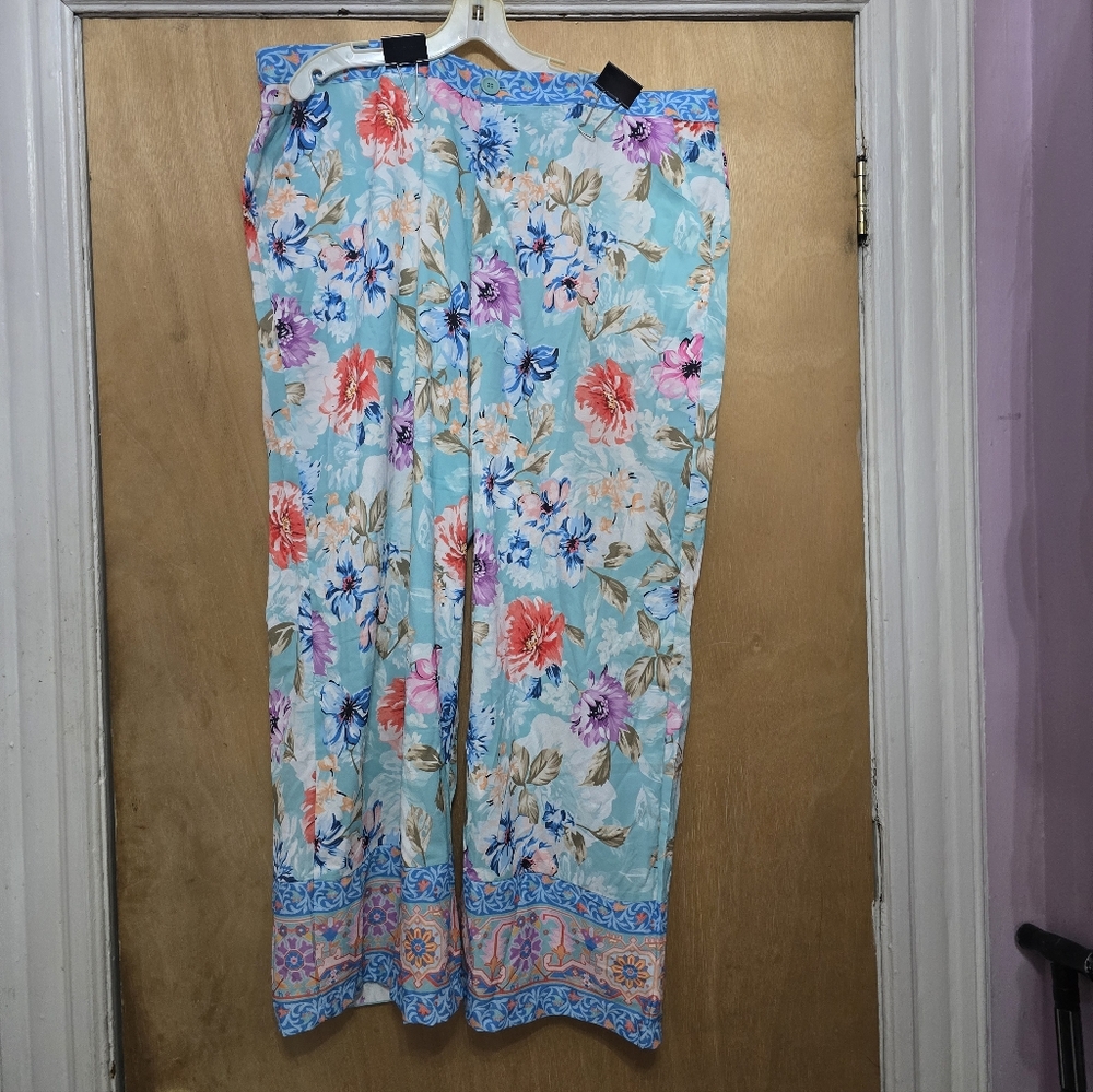 Tolani Collection Floral Light Blue Wide-Leg Pants